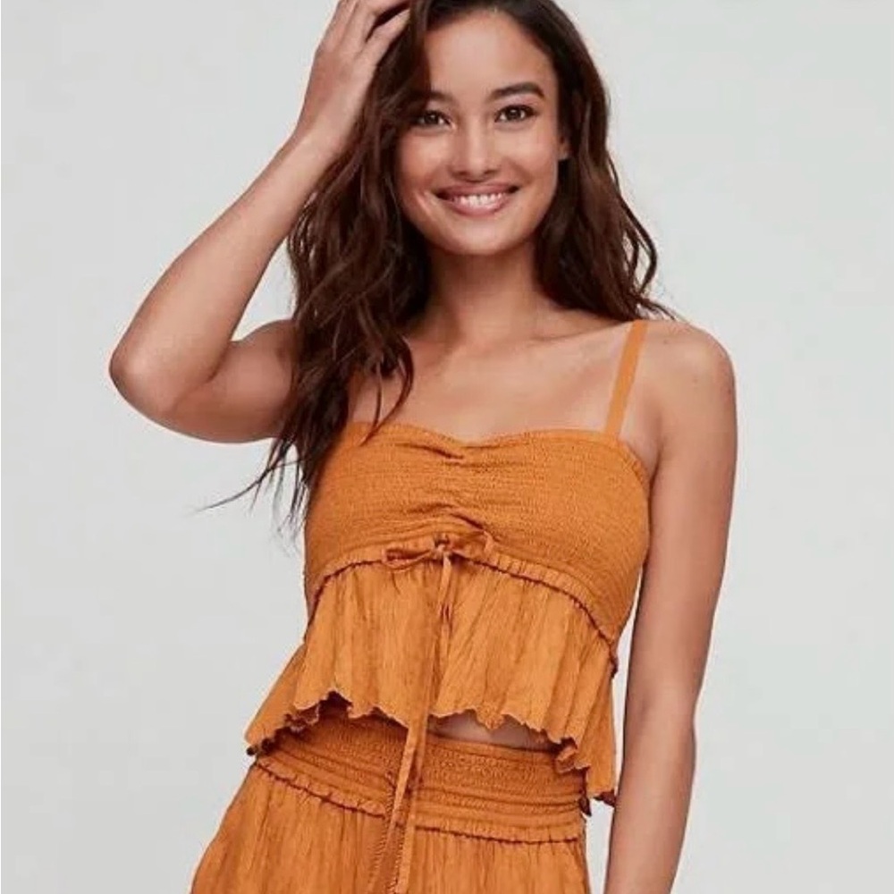 Aritzia Wilfred Dareau Cropped Smocked Camisole Boho